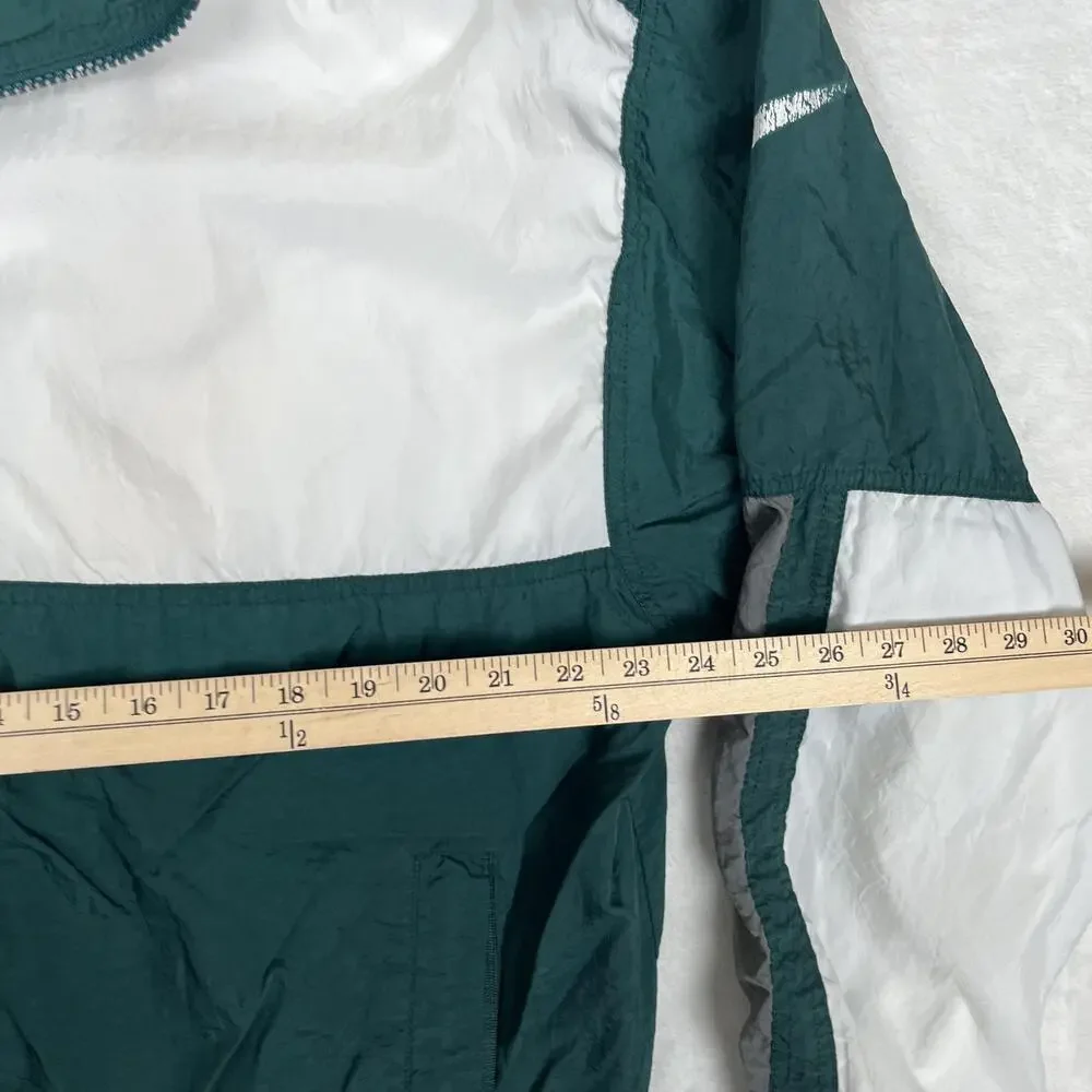 Vintage Nike Jacket Mens Large Green White Colorblock Windbreaker Full Zip 90s